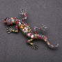 Lizard Brooch with multicoloured rhinestones, grey metal 66x34mm