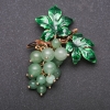 Grape Cluster Brooch with Natural Jade Stone, Metal, 60x45mm