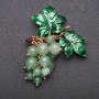 Grape Cluster Brooch with Natural Jade Stone, Metal, 60x45mm