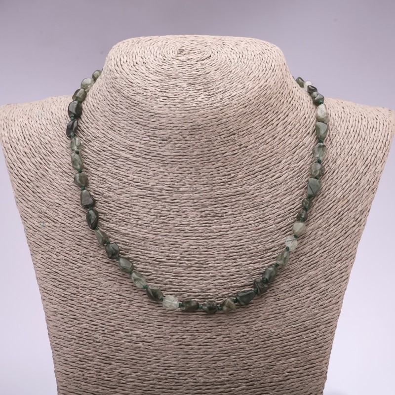 Prehnite Bead Necklace, faceted, diameter 7x10mm, length 46cm
