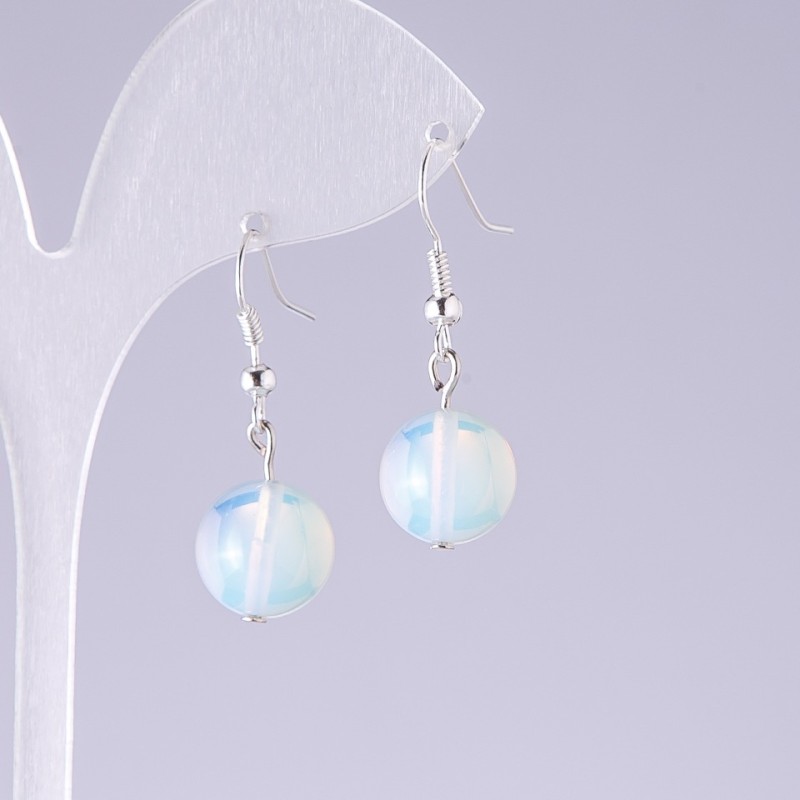 Moonstone Bead Earrings, 14mm diameter