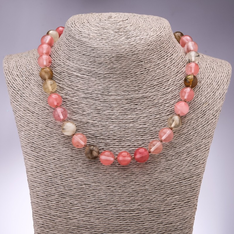 Chalcedony Necklace, smooth beads, 12mm diameter, 45cm length