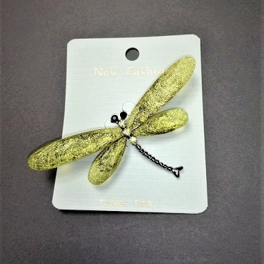 Sale! Brooch Butterfly with crystals 70x30mm grey metal