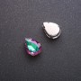 Price per pack of 10 pcs. Sew-on crystal in claw setting, Drop 10x14mm, green-raspberry