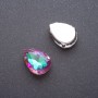 Price per pack of 10 pcs. Sew-on crystal in claw setting, Drop 13x18mm, raspberry-green