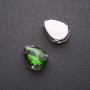 Price per pack of 10 pcs. Sew-on crystal in claw setting, Drop 13x18mm, green