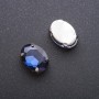 Price per pack of 10 pcs. Sew-on crystal in claw setting, oval 13x18mm, blue