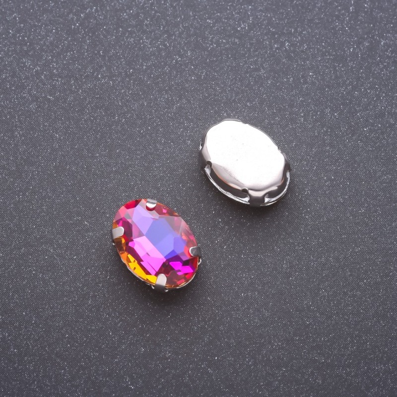 Sew-on Crystal Oval 10×14mm Purple-Yellow