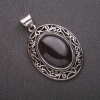 Pendant with natural Aventurine (synthetic) "Blue Sand of Cairo Night" in antique setting 33×40×52mm