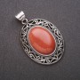 Pendant with natural Aventurine stone (synthetic) "golden sand" in antique setting 33x40x52mm