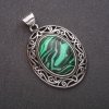 Malachite Pendant (raw) in antique setting 33×40×52 mm