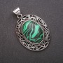 Malachite Pendant (raw) in antique setting 33×40×52 mm