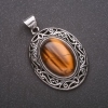 Pendant with Natural Tiger's Eye Stone in antique-style setting 33×40×52 mm