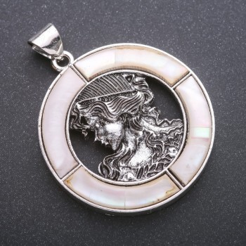 Pendant 'Greek Woman' with Mother-of-Pearl in Setting 45×57 mm