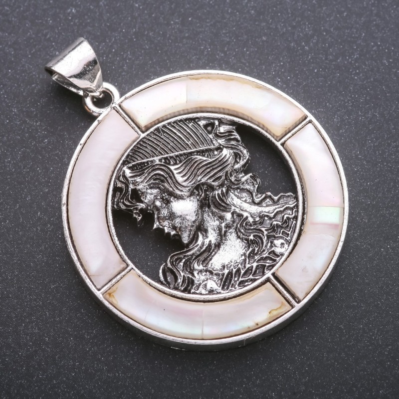 Pendant 'Greek Woman' with Mother-of-Pearl in Setting 45×57 mm
