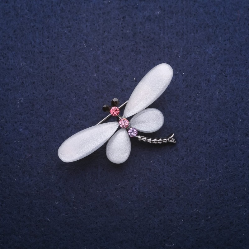 Brooch Dragonfly 45x25mm white