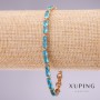 Xuping Bracelet with Blue Stones, 4mm Width, 18-20cm Length, Gold Plated with Extender Chain