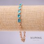 Xuping Bracelet with Blue Stones, 5mm Thick, 17-20cm Length, Gold Plated with Extender Chain