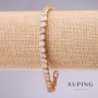 Xuping Bracelet with White Stones, 7mm Thick, 17–19cm Adjustable Length, Gold Plated with Extender Chain
