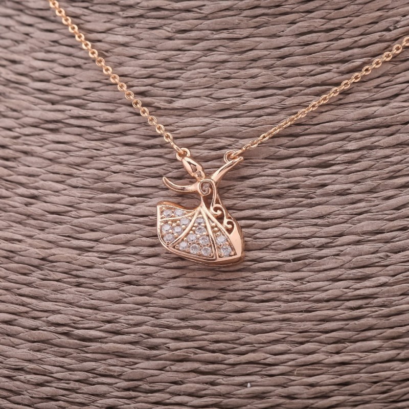 Xuping Necklace with Pendant 'Dancer' 13×18mm anchor chain weaving, thickness 1.4 mm, length 44–48 cm, gold plating