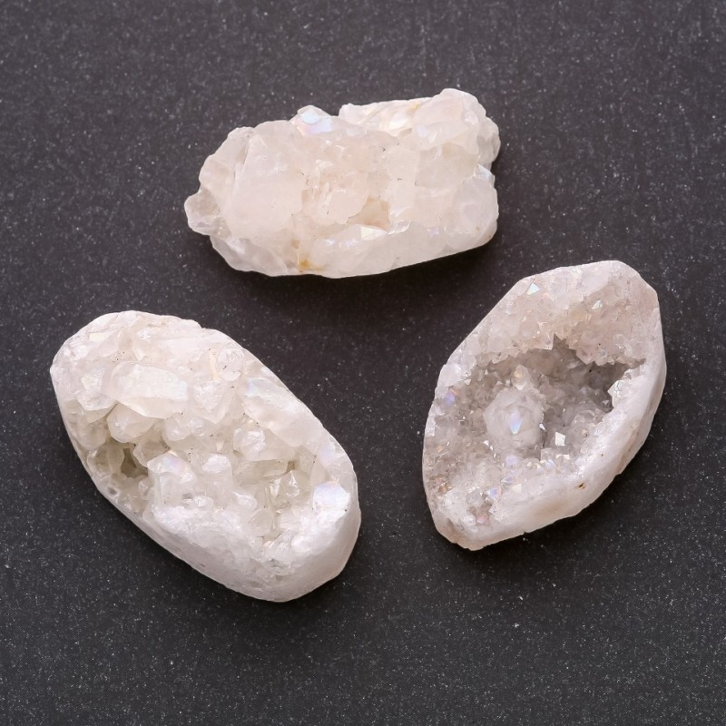 Cabochon Druse White Quartz with 'gasoline' coating 25x35mm price per 100 g