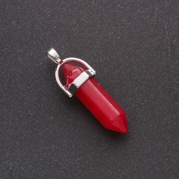 Hexagon Pendant, Synthetic Tourmaline Stone, 39x32x9mm