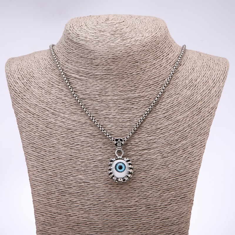 Punk Goth Style Eye Pendant 22x25mm on Chain, length 65cm