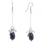 Earrings - dangles with white and red beads resembling agate, 65mm