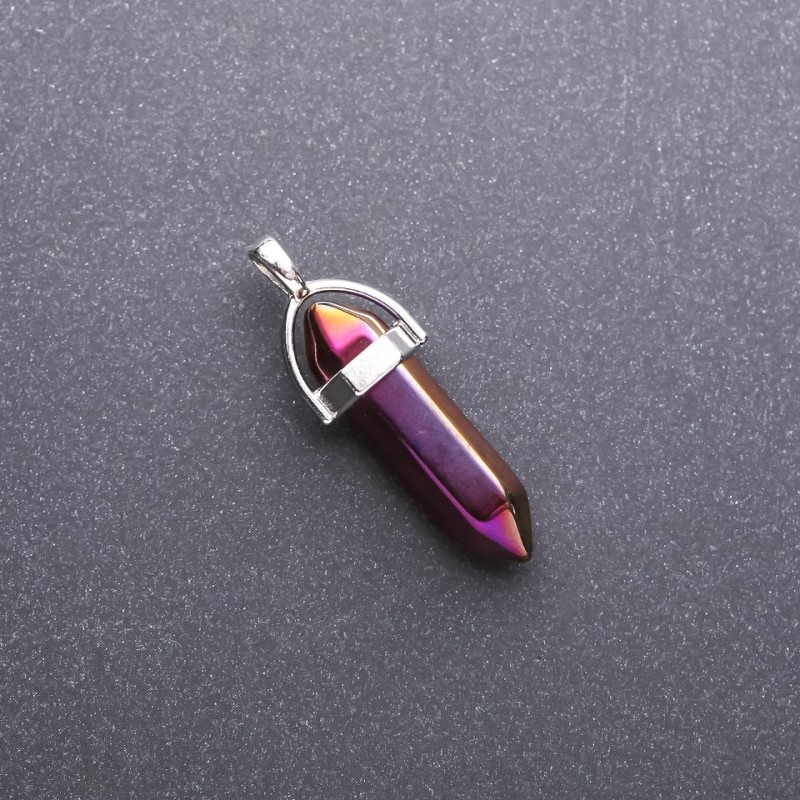 Purple 'Petrol' Hexagon Pendant, 8x35x40mm