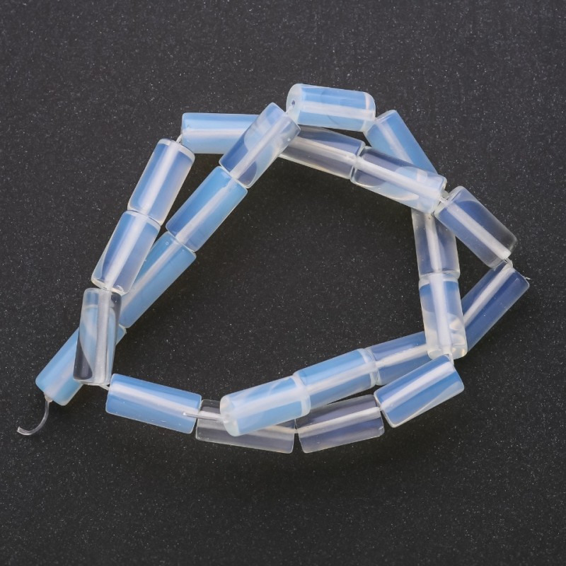 Moonstone Beads on Thread (Synthetic) Cylinder, 8x16mm, length 38cm