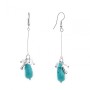 Earrings with white and red beads in turquoise look 65mm