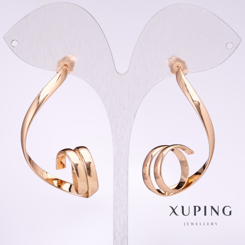 Earrings Xuping Scrolls 45×8mm Gold Plated