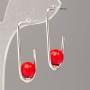 Xuping Earrings with Red Mallorca Pearl 34x8mm Rhodium