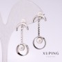 Earrings Xuping with Mallorca White Pearl, 30x5mm, Rhodium