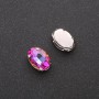 Sew-on crystal in a setting oval 10x14mm raspberry-yellow
