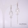 Xuping Earrings with White Stones 55x10mm Rhodium