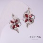 Xuping Earrings with Red Stones 10x24mm Rhodium-plated