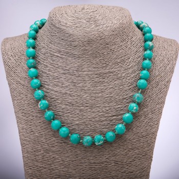 Variscite Necklace Smooth Round Beads, Diameter 10+/-mm, Length 48cm