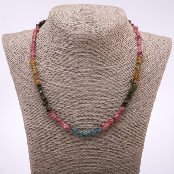 Tourmaline Natural Stone Chip Necklace, Diameter 7x3mm+/-, Length 45cm+