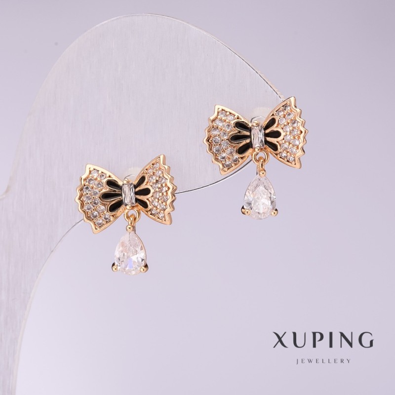 925 Silver Bow Earrings 13x15mm Gold-Plated
