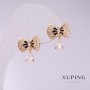 925 Silver Bow Earrings 13x15mm Gold-Plated