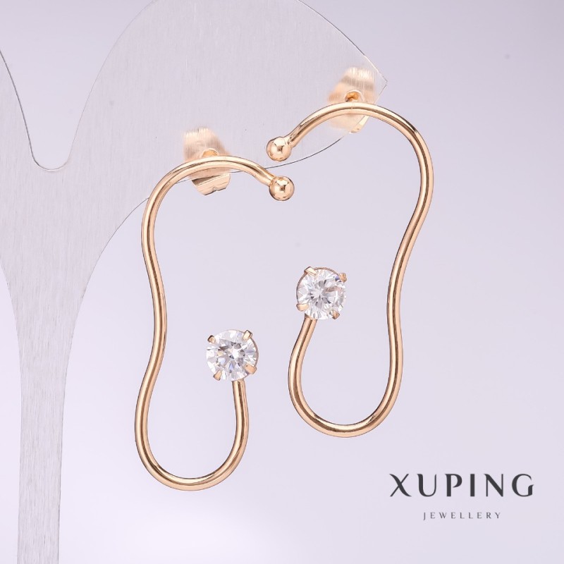 Xuping Earrings with White Stones 41x20mm Gold-Plated