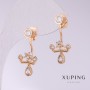 Xuping Crown Earrings with White Rhinestones 28x12mm Gold-Plated
