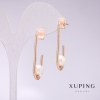 Xuping Earrings with White Majorca Pearls 34x8mm Gold-Plated