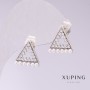 Xuping Triangle Earrings with White Mallorca Pearls 13x13mm Rhodium