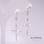 Xuping Flower Earrings with White Stones 40x13mm Rhodium