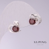 Xuping Heart Earrings with Red Stones 10x12mm Rhodium