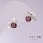 Xuping Heart Earrings with Red Stones 10x12mm Rhodium