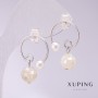 Xuping Ring Earrings with Nacre Beads 17x23mm Rhodium