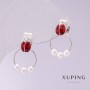 Xuping Ladybird Earrings Red Enamel 18x11mm Rhodium